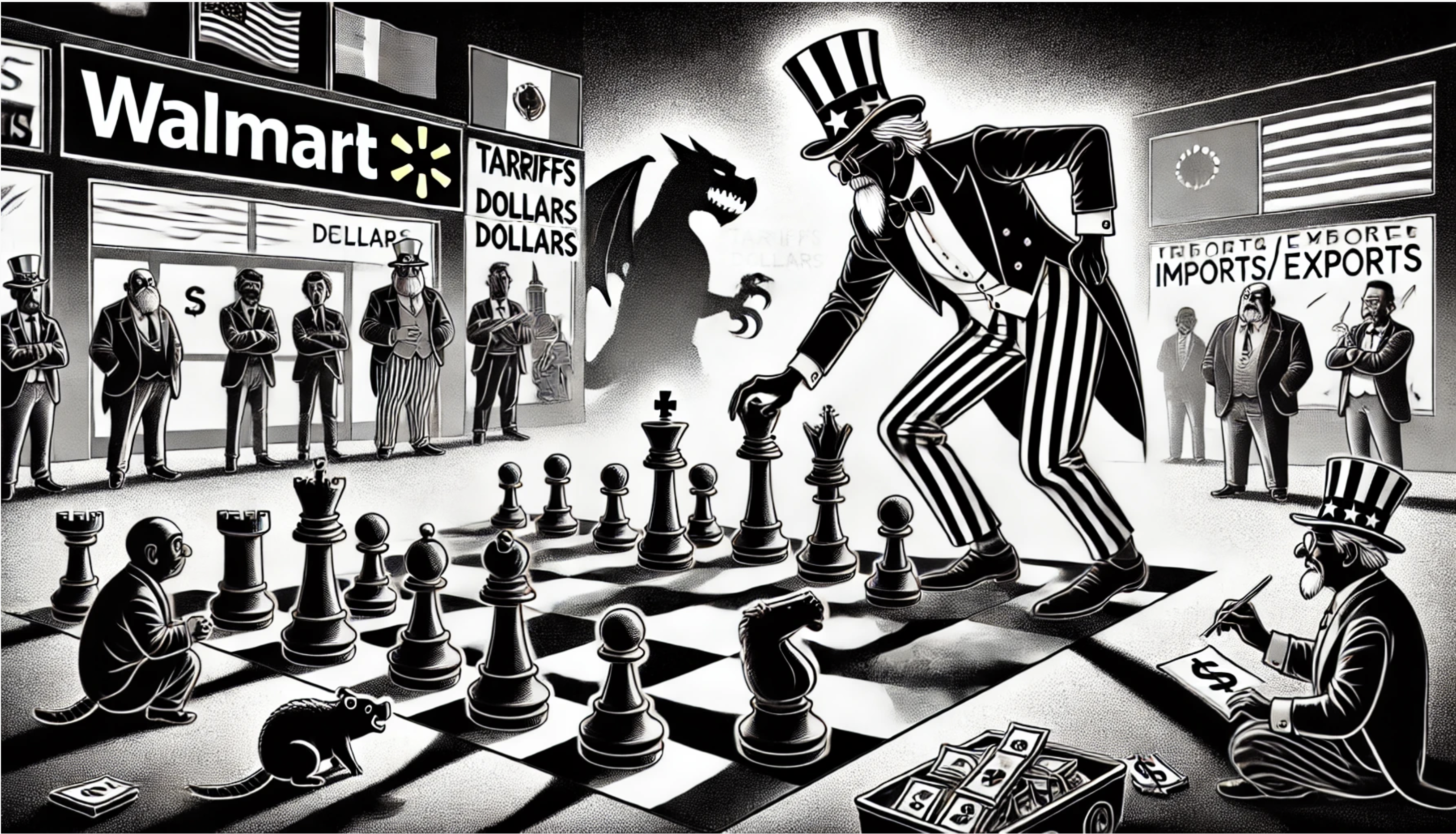 Cartoon cover, Retail (XRT): Tribute Tariffs and the Dollar's Own Trap